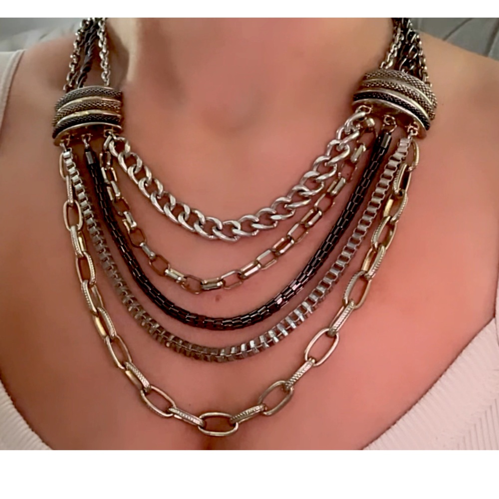 Tri color chain necklace